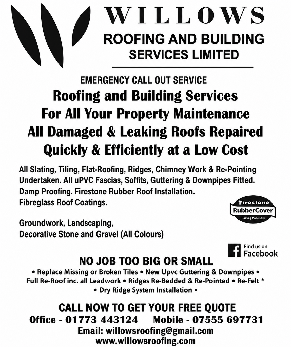 Willows Roofing and Building Services flyer